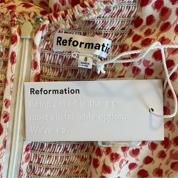 Reformation Baxley Floral Print Flutter Sleeve Midi Dress size 8 Alma - Picture 8 of 8